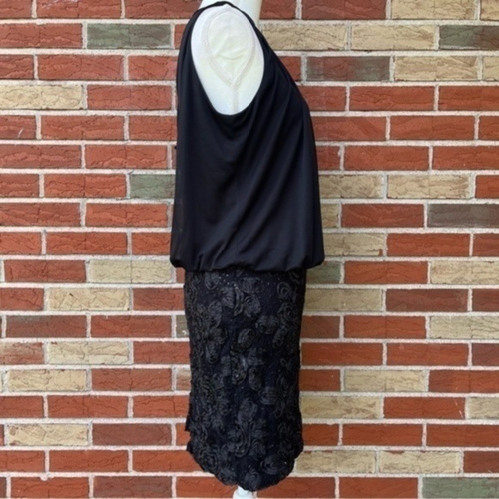 Jackie Jon New York Sequin Ruched Textured Black Sleeveless Keyhole Mini Dress 👗 - Picture 3 of 10